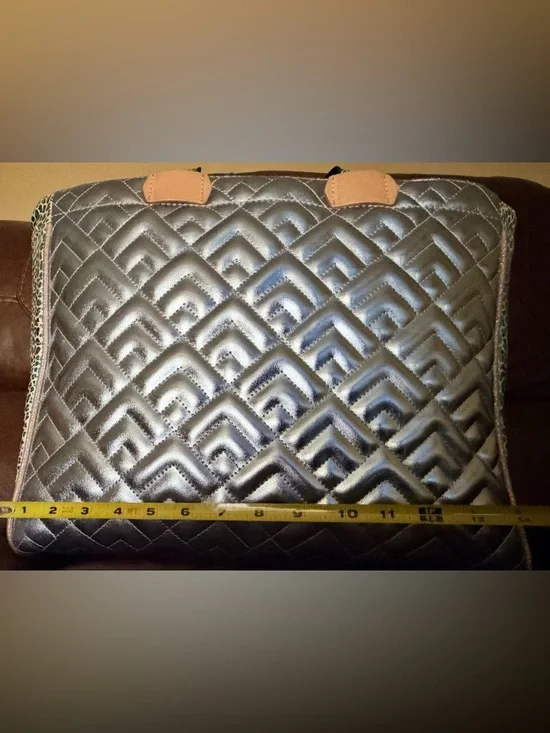 Consuela Silver Quilted Tote with Rainbow Straps - Picture 10 of 14